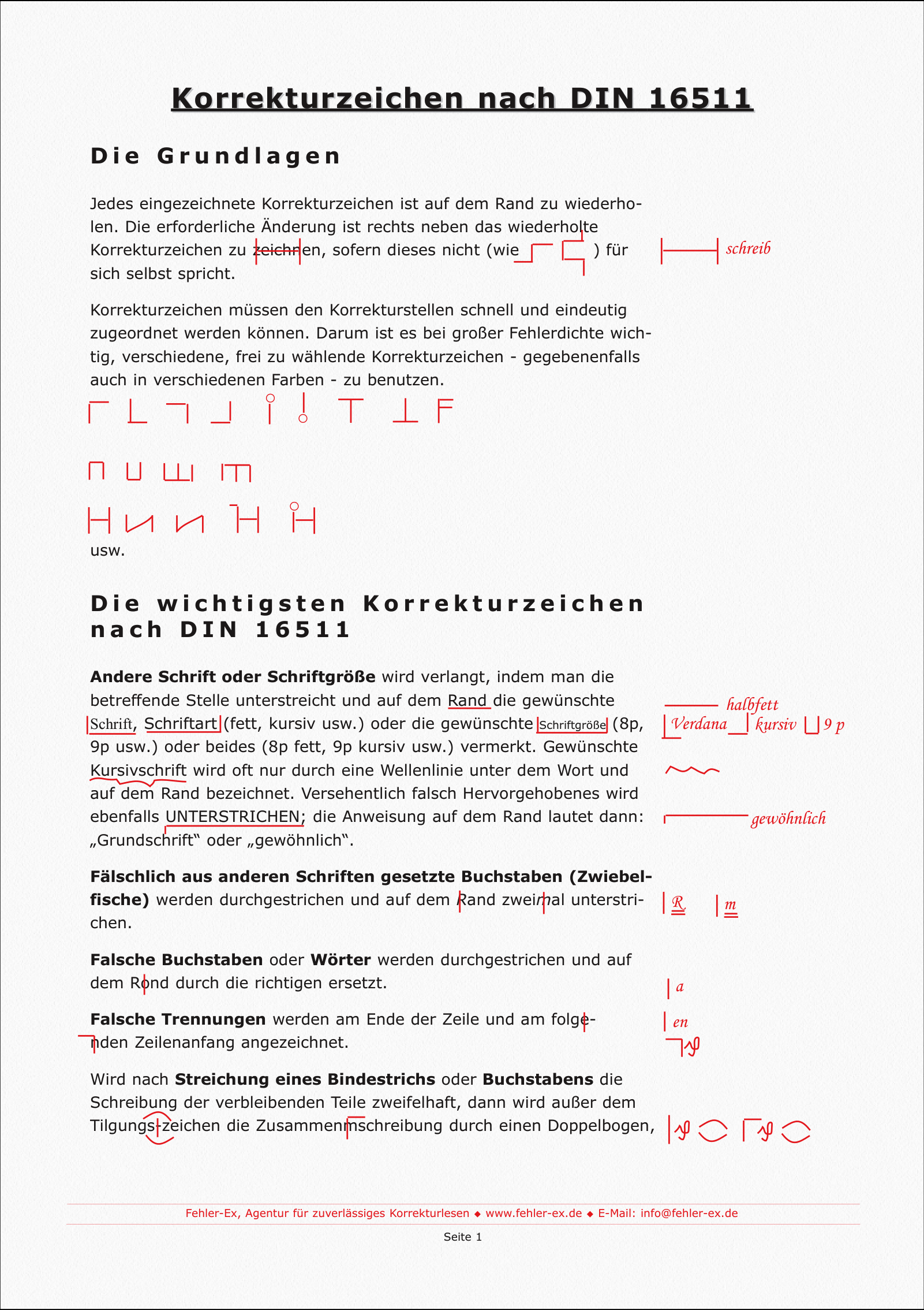 Korrekturzeichen nach DIN 16511 – Seite 1 von 5