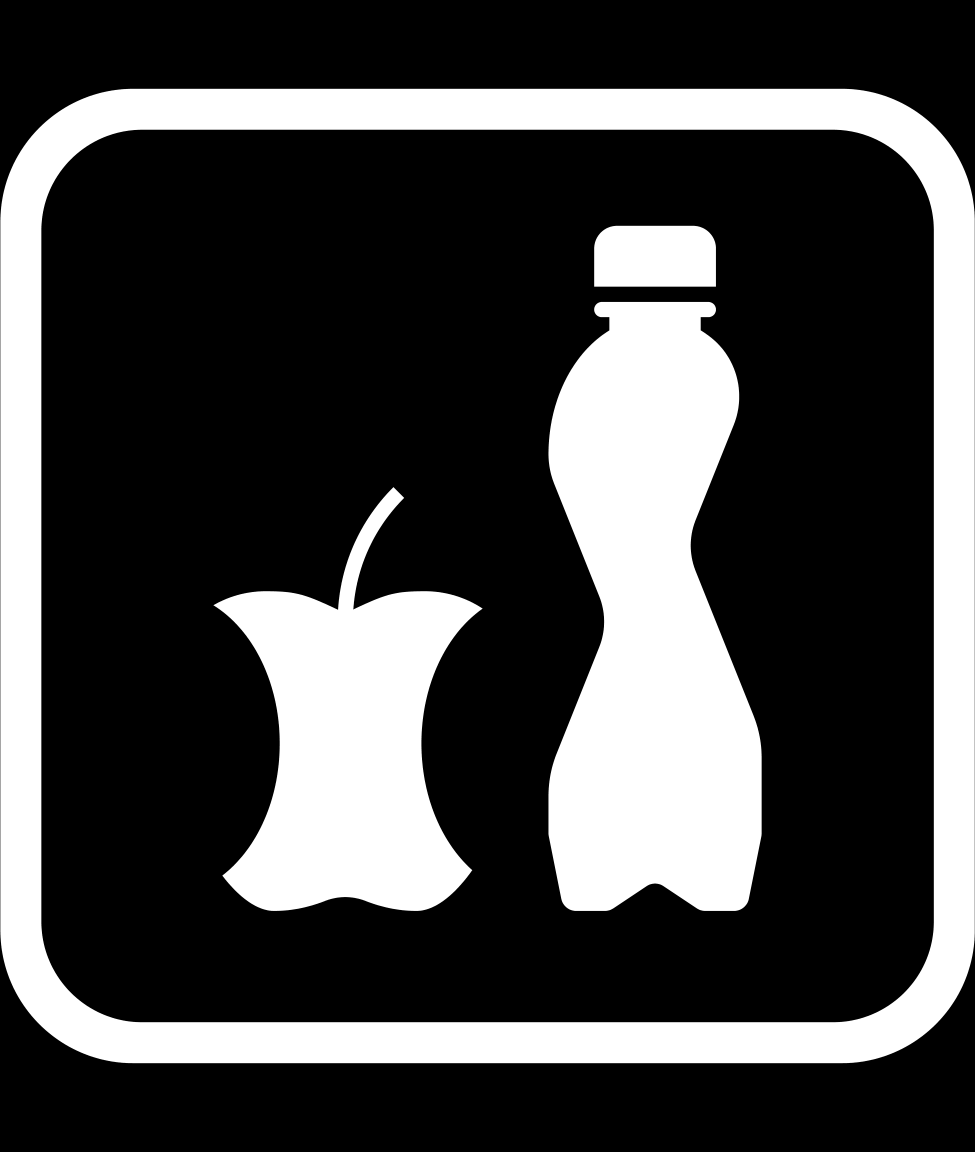 Piktogramm für Essensrückgabe mit Apfel und geformter Flasche