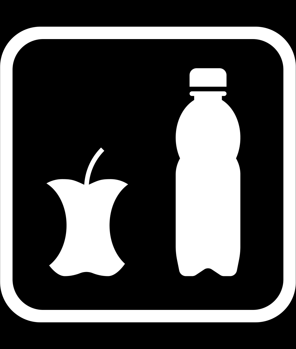 Piktogramm für Essensrückgabe mit Apfel und gerader Flasche